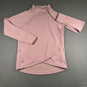 Athleta Cozy Karma Asym Pullover Sweatshirt Womens Medium Pink Wrap Fleece